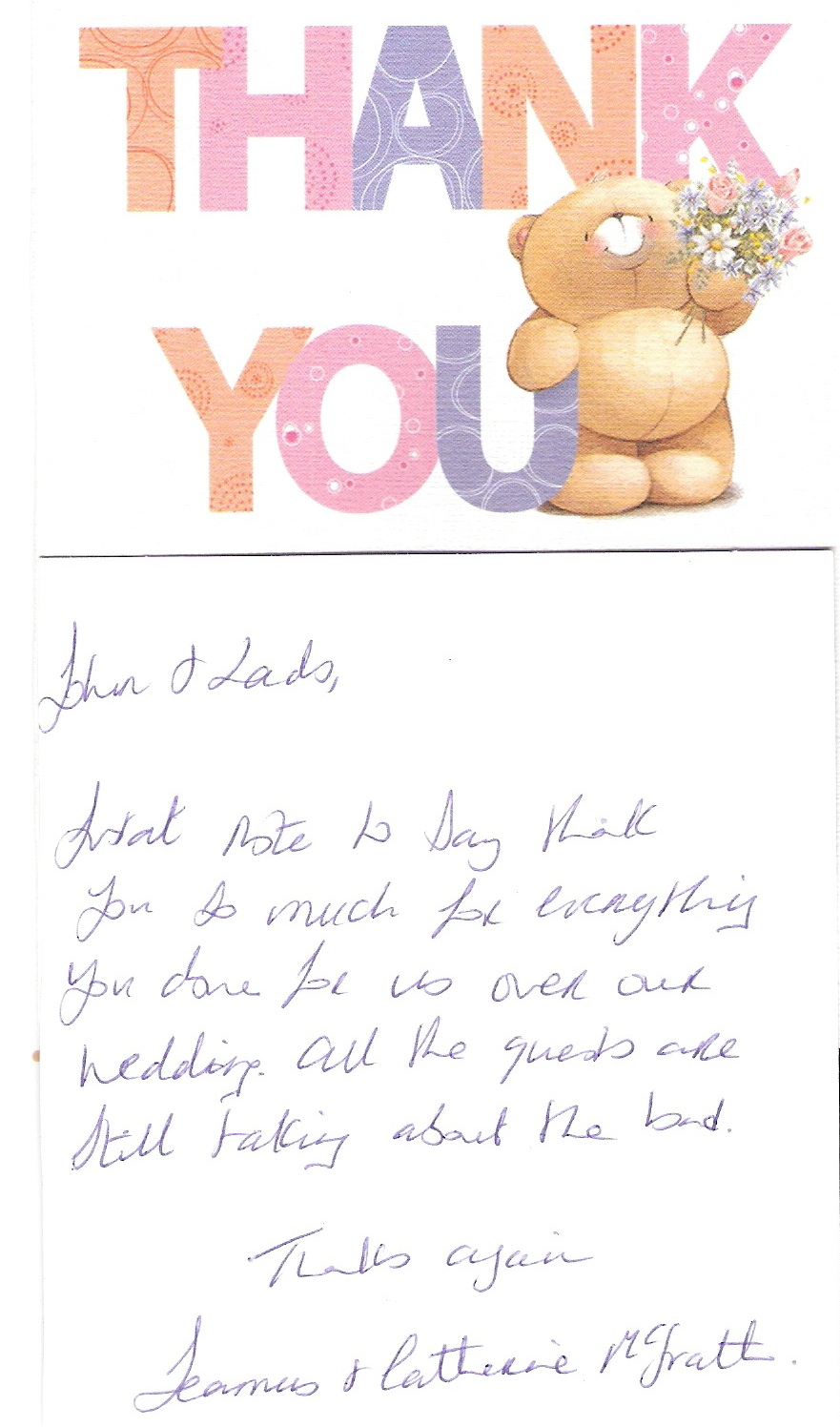 Scan thank you card